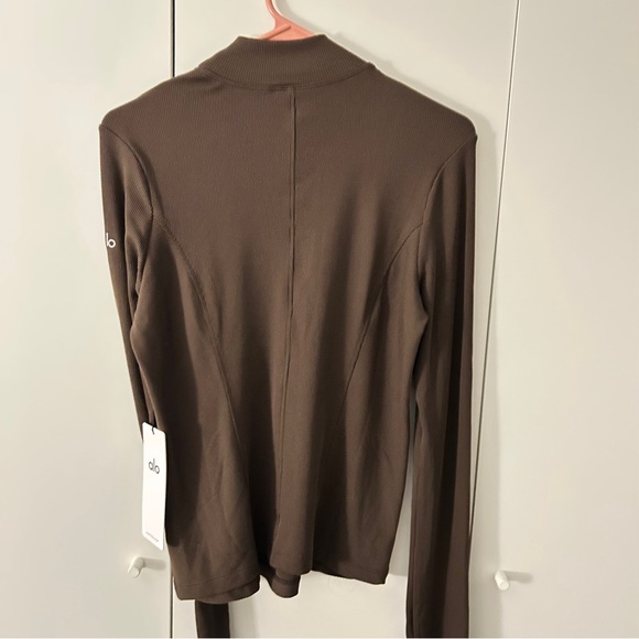 ALO Yoga Ribbed Mock Neck Long Sleeve in Brown - Picture 4 of 7